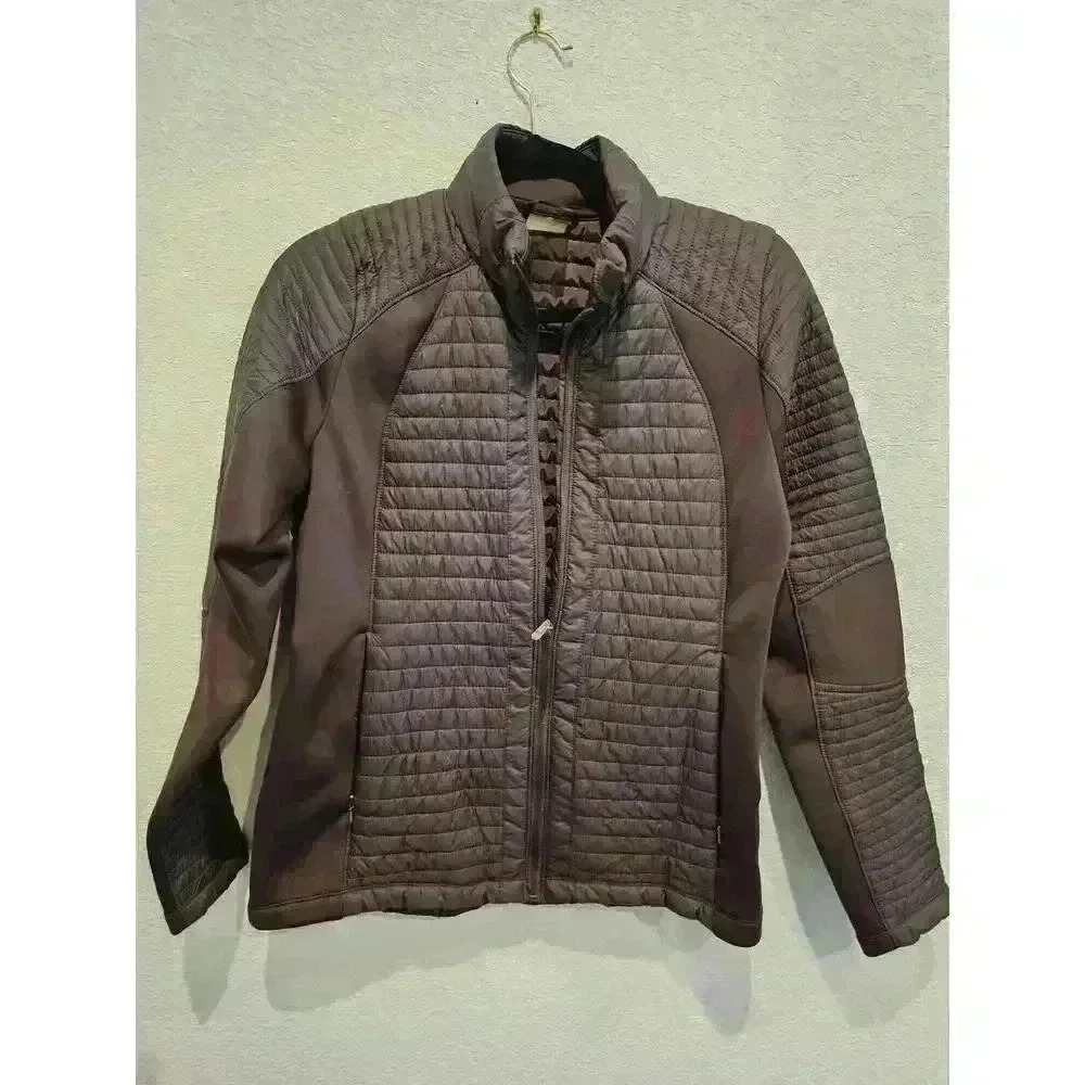 CALIA by Carrie Underwood Full Zip Puffer Hybrid Jacket Smokey Plum/Brown Small